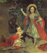 Karl Briullov Portrait of the young princesses volkonsky by a moor oil painting on canvas